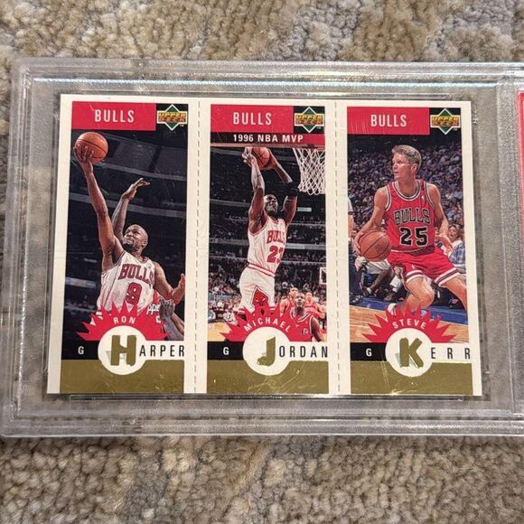 1996 Collector Choice Chicago Bulls Mini card Harper Jordan Kerr PSA 9 MINT - Picture 2 of 5